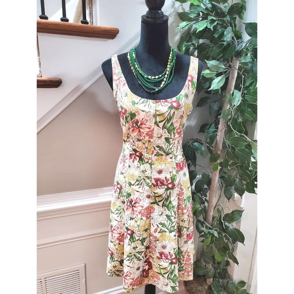 Est. 1992 Women's Floral Polyester Round Neck Sleeveless Knee Length Dress 14 - Picture 1 of 11